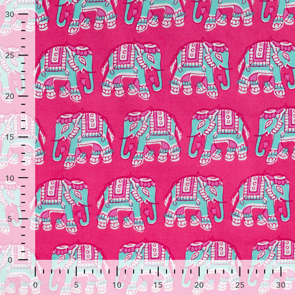 Baumwoll Voile "Elephant" - pink/türkis