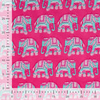 Baumwoll Voile "Elephant" - pink/türkis