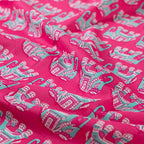 Baumwoll Voile "Elephant" - pink/türkis