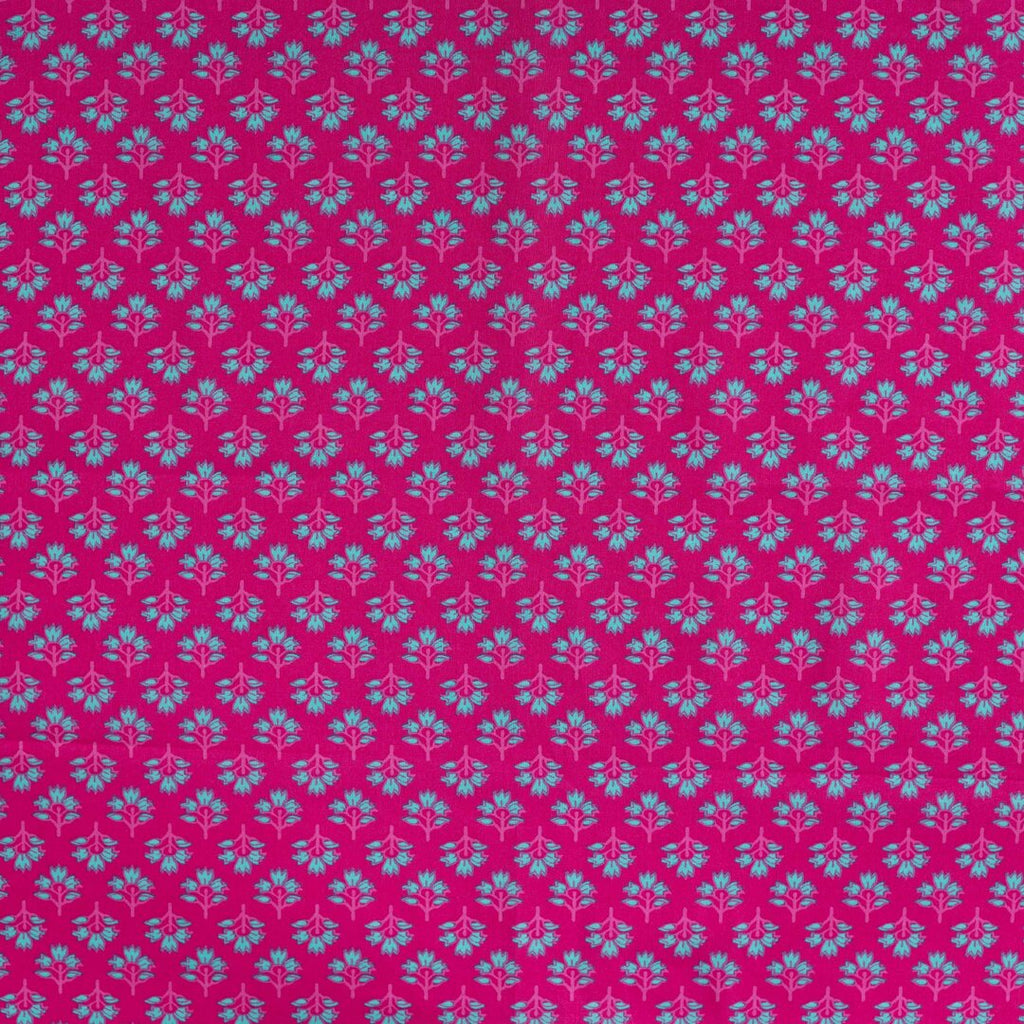Baumwoll Voile "abstract" - dunkelpink/türkis