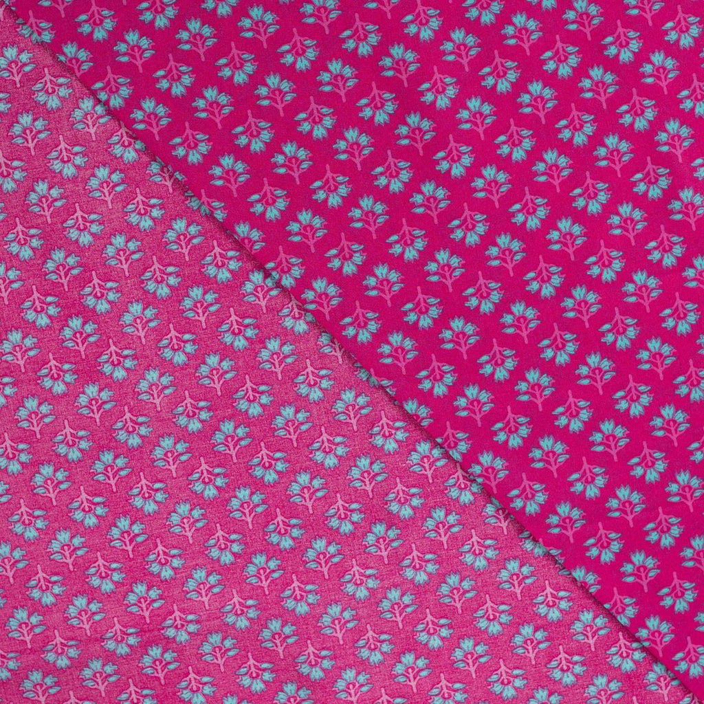 Baumwoll Voile "abstract" - dunkelpink/türkis