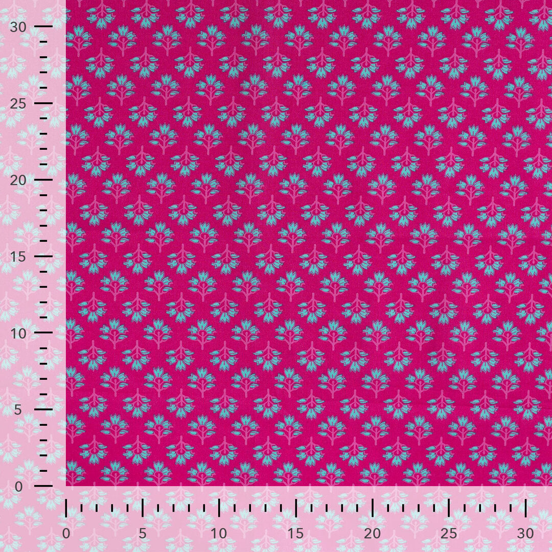 Baumwoll Voile "abstract" - dunkelpink/türkis