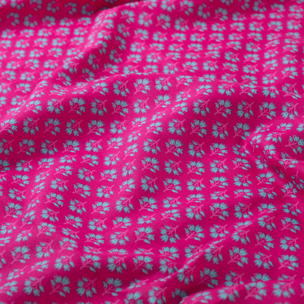 Baumwoll Voile "abstract" - dunkelpink/türkis