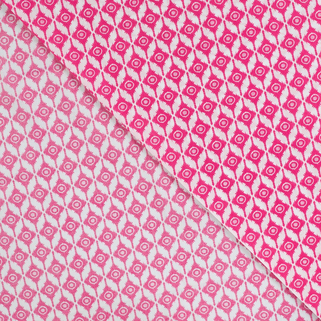 Baumwoll Voile "abstract" - pink/weiß