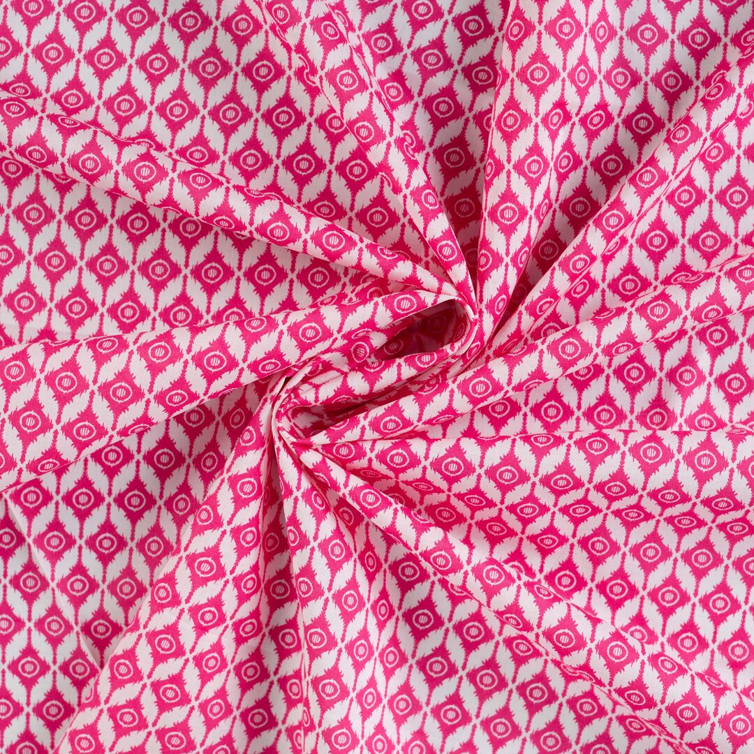Baumwoll Voile "abstract" - pink/weiß