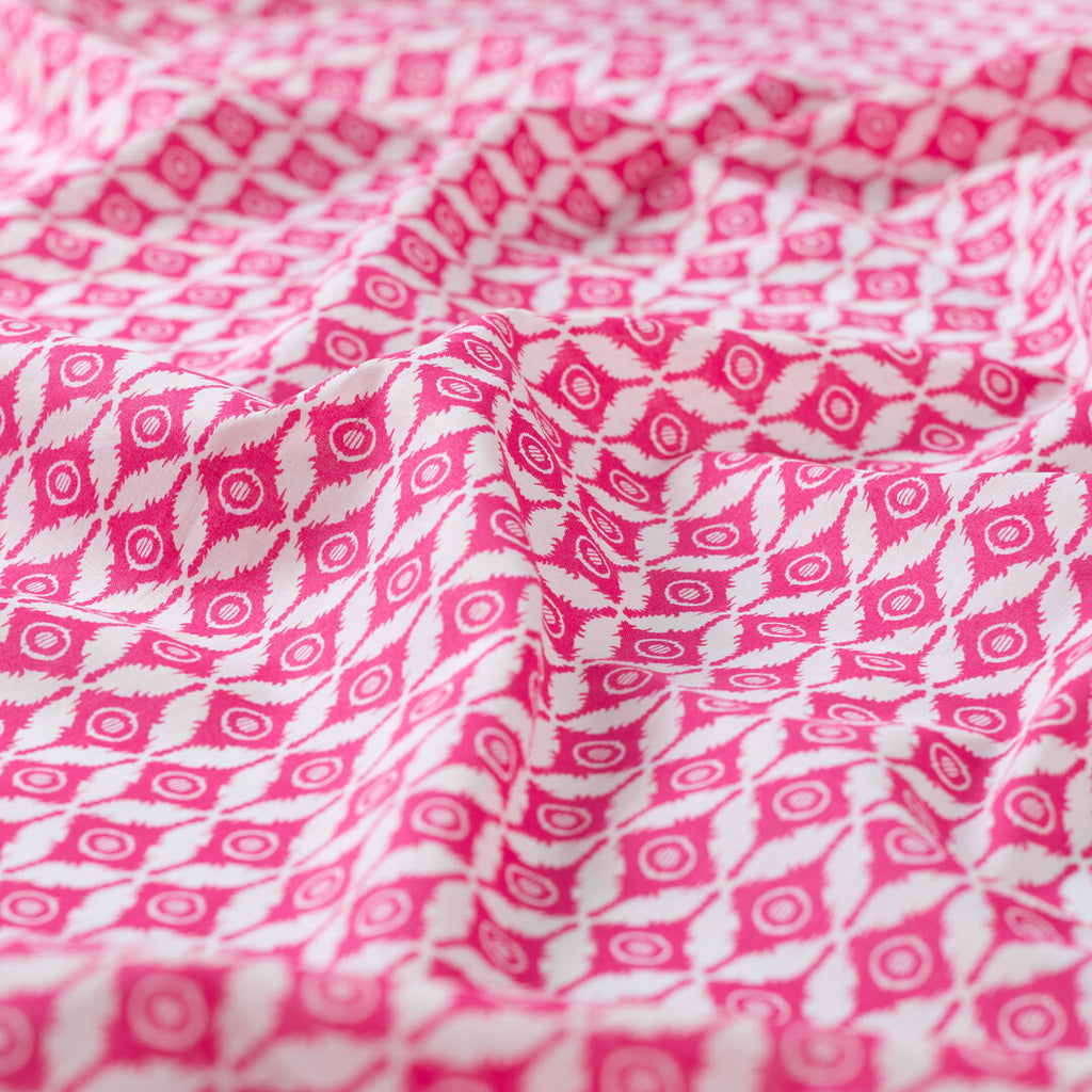 Baumwoll Voile "abstract" - pink/weiß