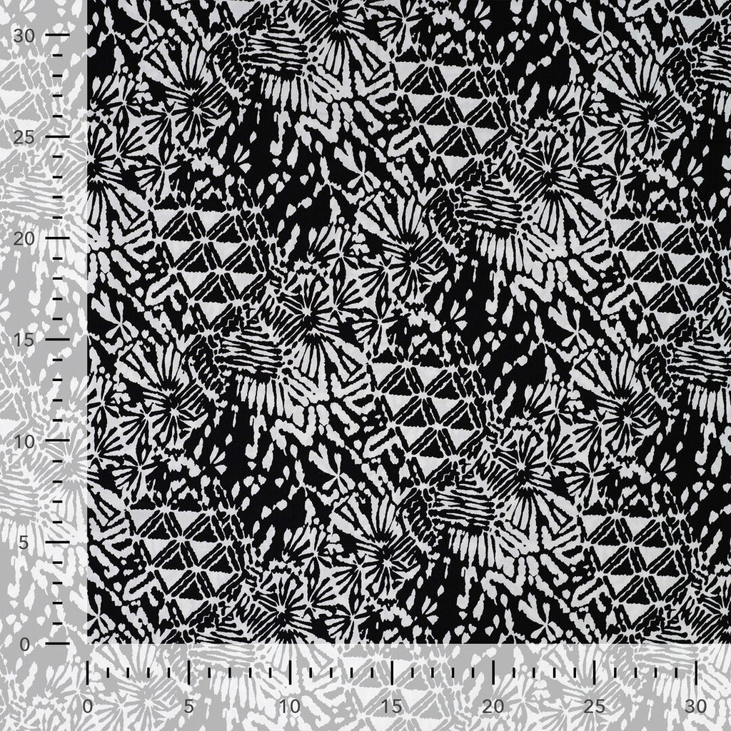 Viskose Popeline - weiß/schwarz abstract