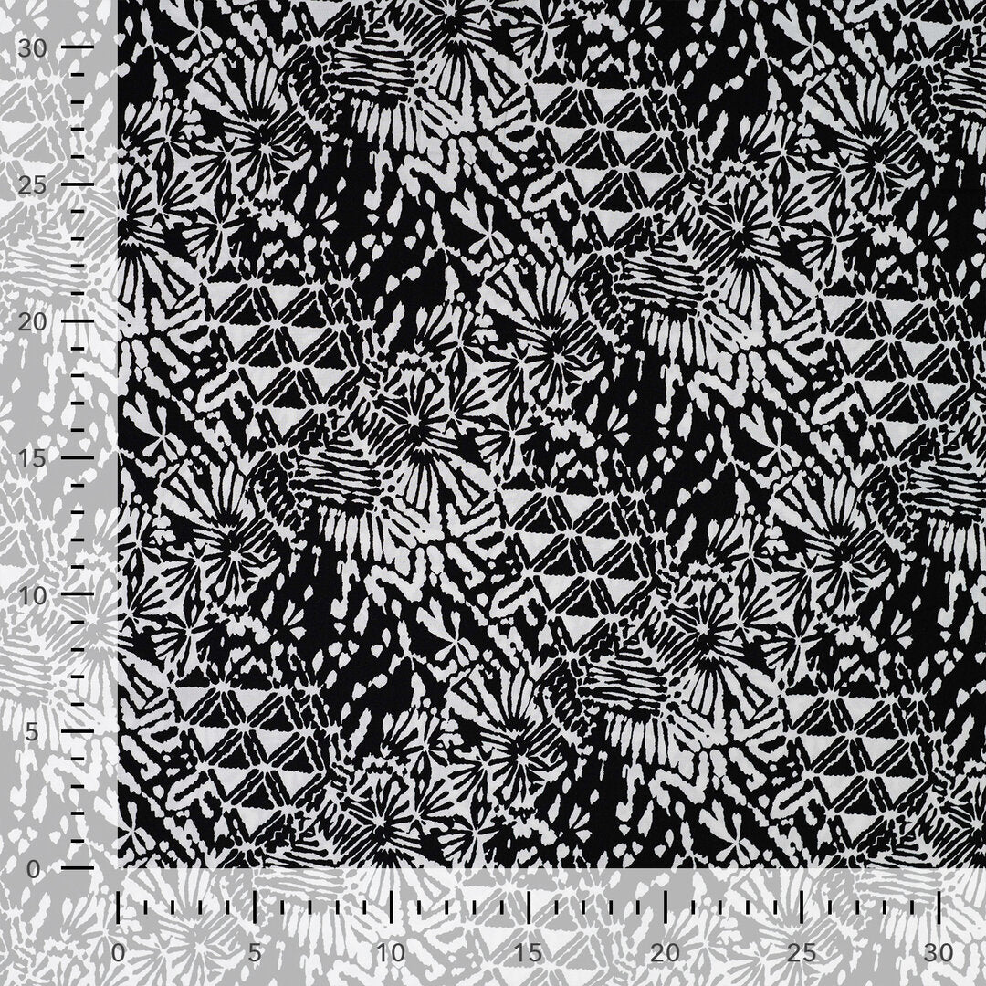 Viskose Popeline - weiß/schwarz abstract
