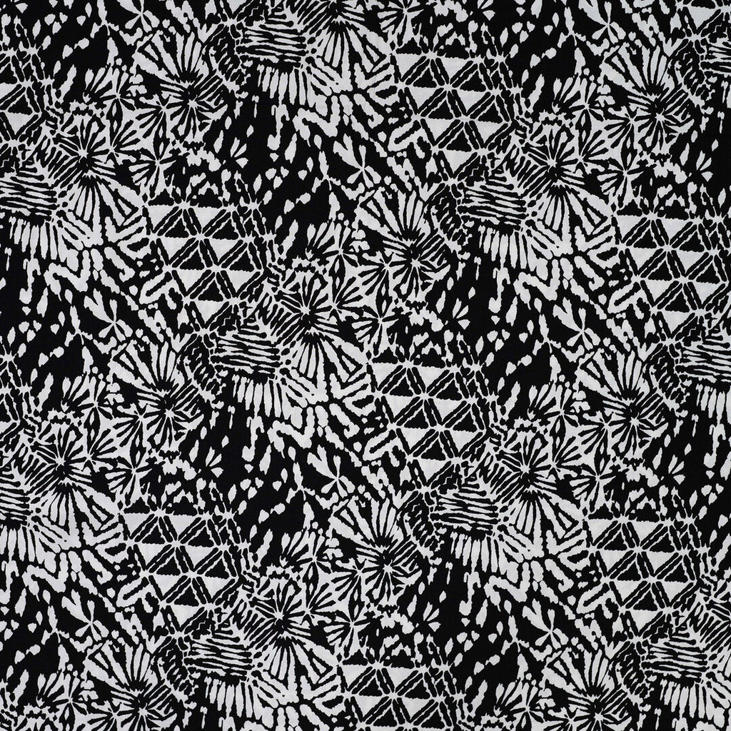 Viskose Popeline - weiß/schwarz abstract