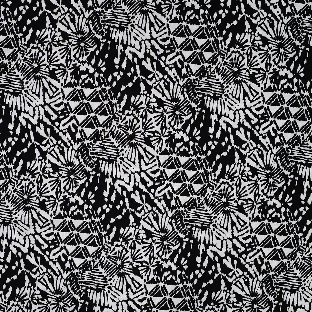Viskose Popeline - weiß/schwarz abstract