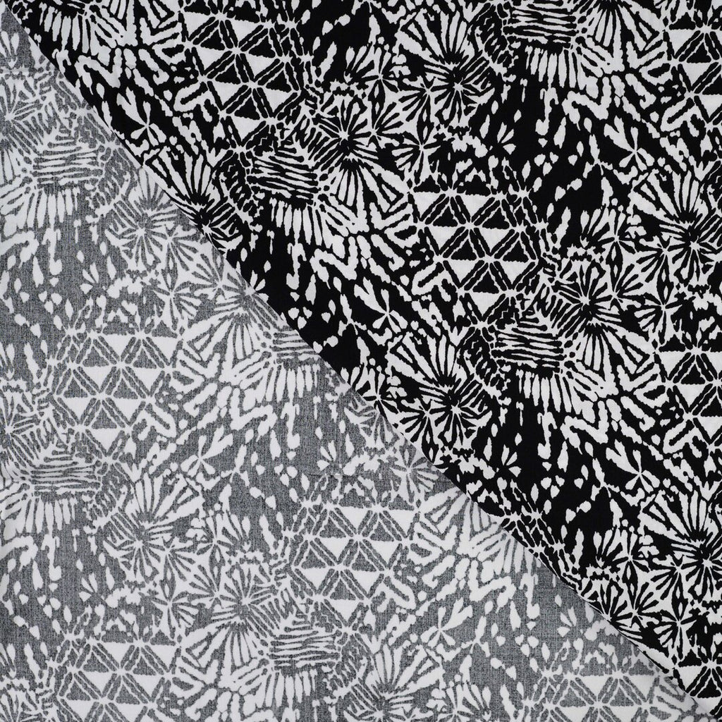 Viskose Popeline - weiß/schwarz abstract
