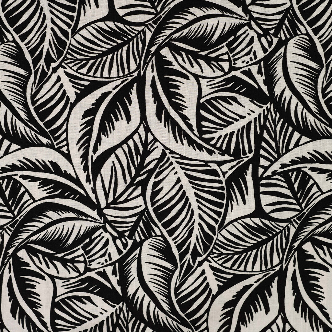 Viskose Stretch "Leaves" - schwarz/ecru