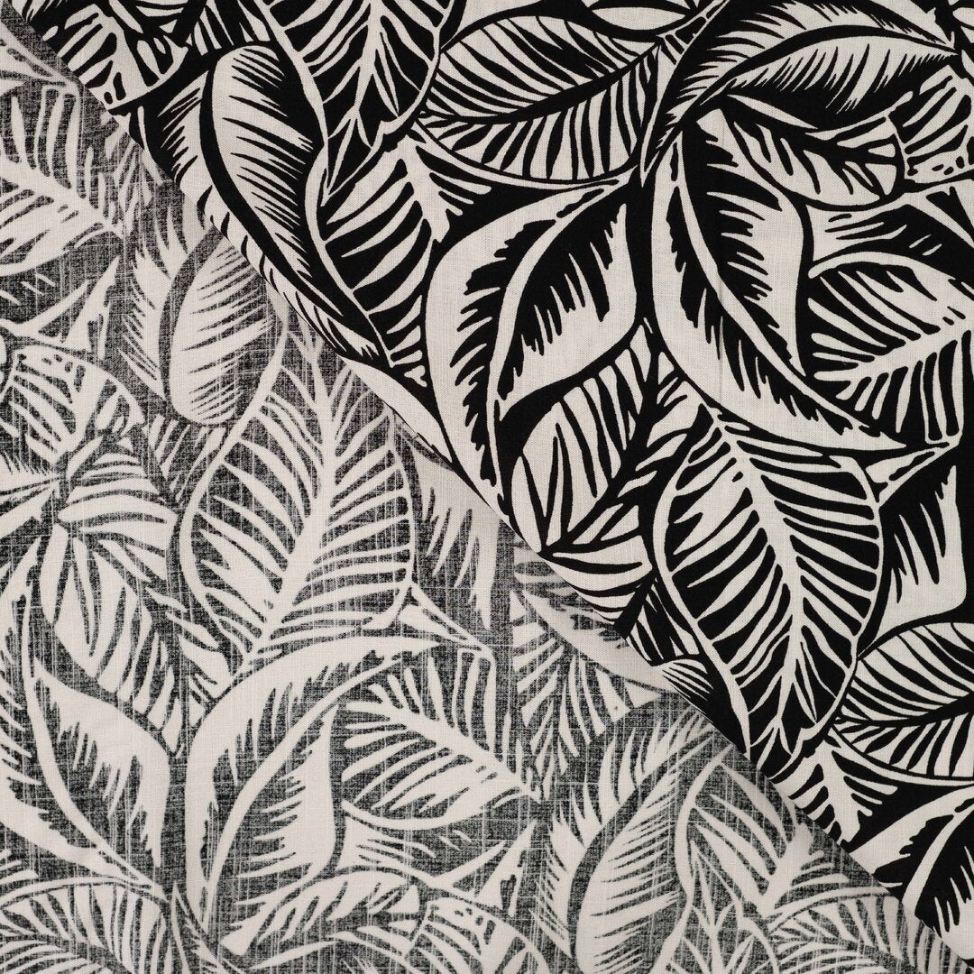 Viskose Stretch "Leaves" - schwarz/ecru