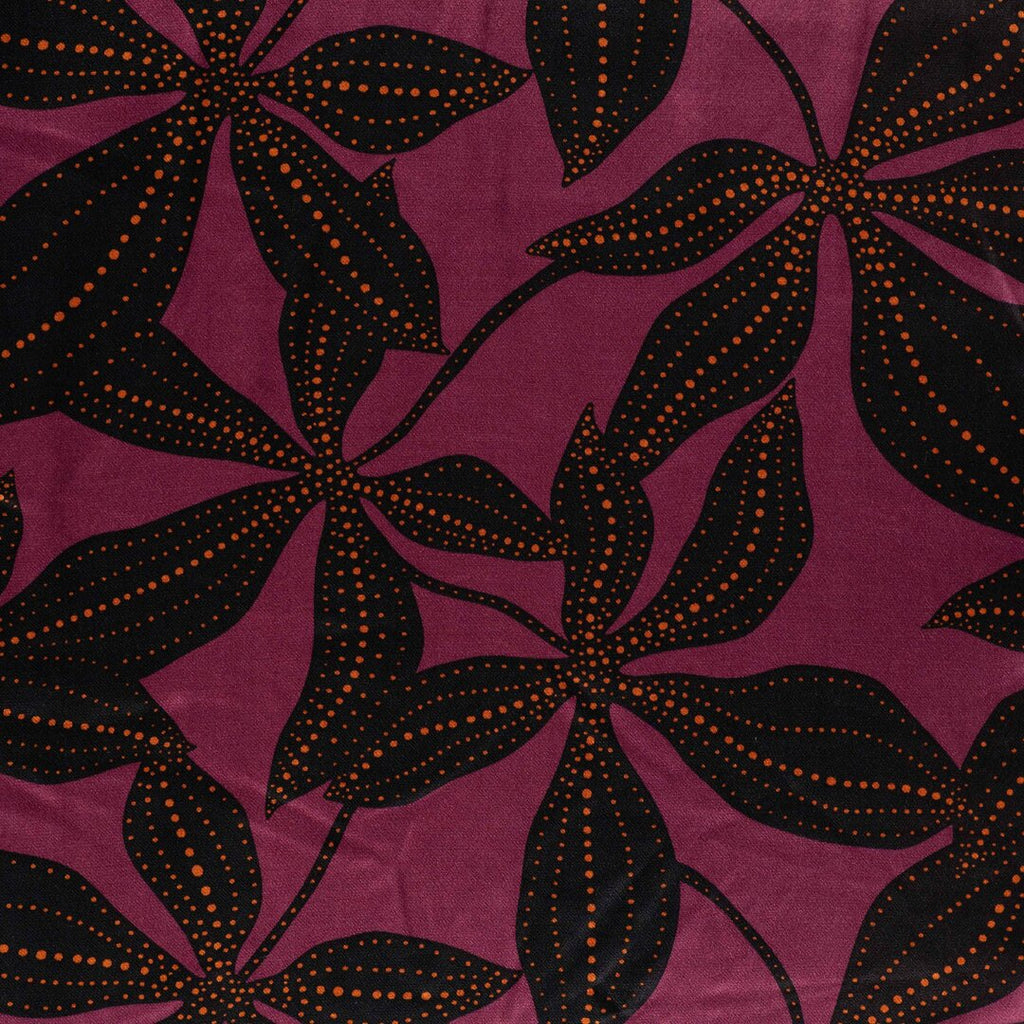 Viskose Satin Leaves - wine