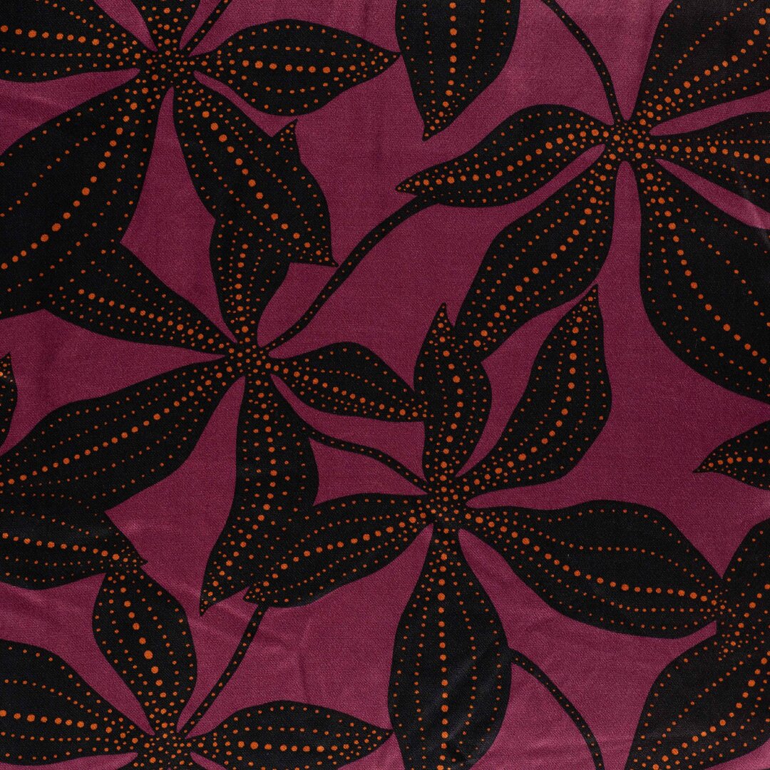 Viskose Satin Leaves - wine