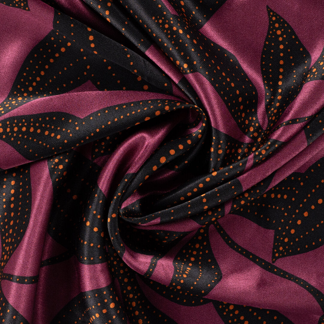 Viskose Satin Leaves - wine