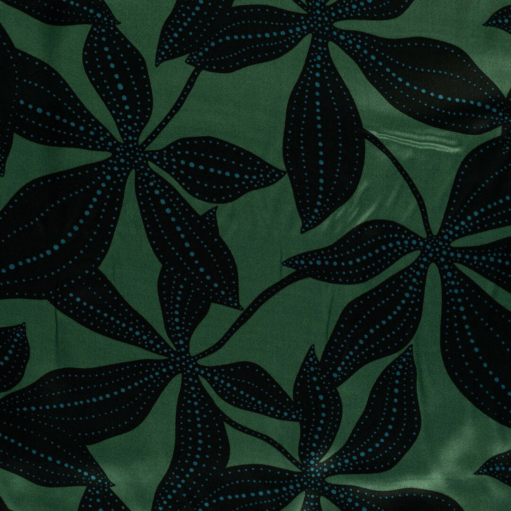 Viskose Satin Leaves - green