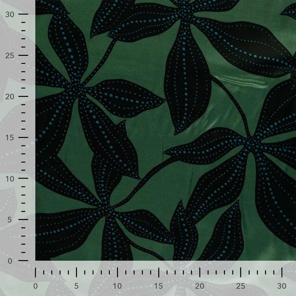 Viskose Satin Leaves - green