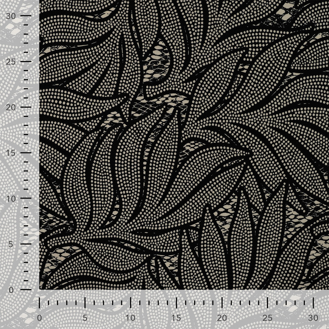 Viskose Twill Leaves - Polkadots & snake schwarz/sand (ECOVERO™)