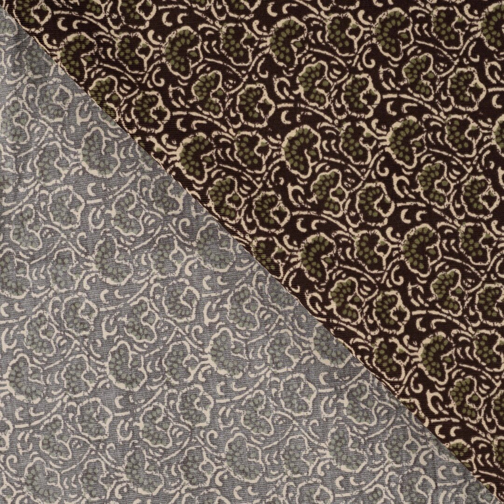 Baumwoll Feincord - Ornamente braun