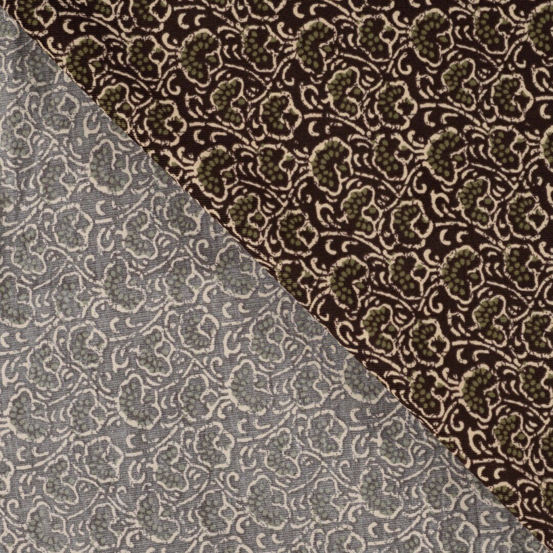 Baumwoll Feincord - Ornamente braun